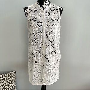 Johnny Was Women's Camioni Eyelet Tunic Layering Top Size Large Boho Lagenlook